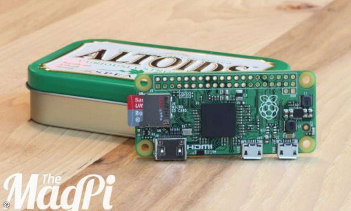 So passt der geschrumpfte Raspberry Pi jetzt sogar in eine PAstillen-Schachtel. (Foto: The Magpi, Raspberry Pi Foundation)