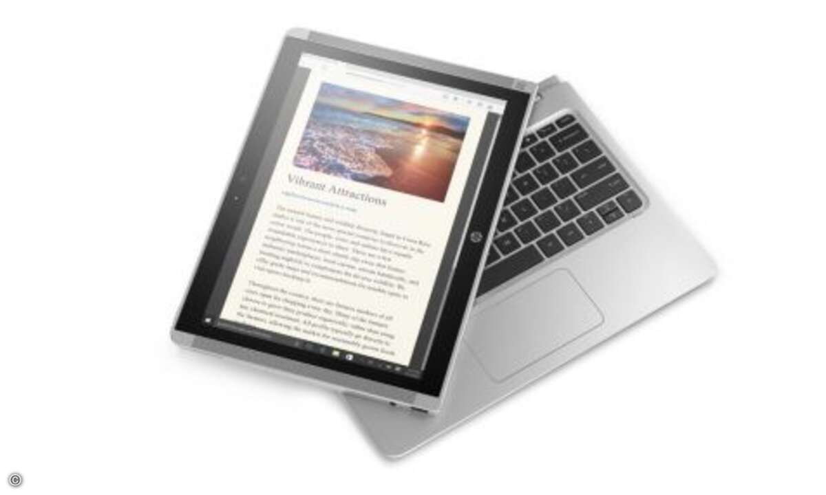 Mit den magnetischen Scharnieren lässt sich die Tastatur leicht an das »HP Pavilion x2« anschließen (Bild: HP)