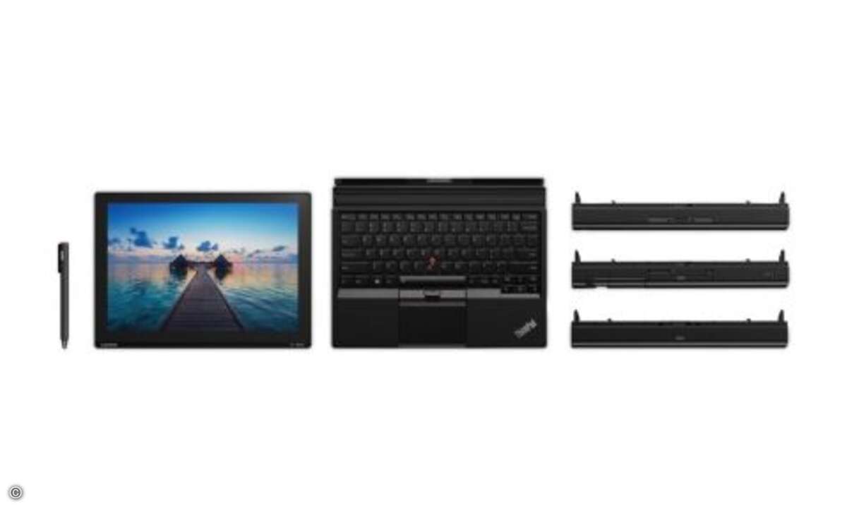Das ThinkPad X1-Tablet lässt sich durch einfach anzubringende, optionale Clip-On-Module erweitern (Bild: Lenovo)