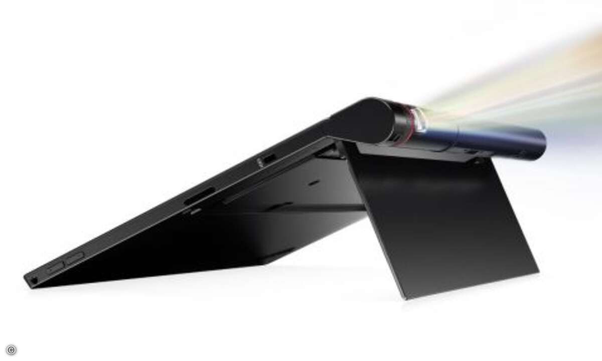 Ein Präsentations-Modul ergänzt das »Lenovo ThinkPad X1«- Tablet um einen Pico-Projektor (Bild: Lenovo)