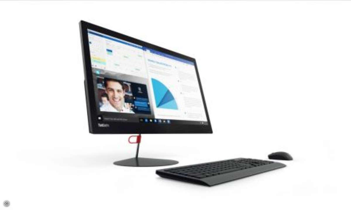 Lenovos neuer AiO »ThinkCentre X1« gehört mit seinem 11 Millimeter dünnen Rahmen zu den schlanksten Desktops (Bild: Lenovo)