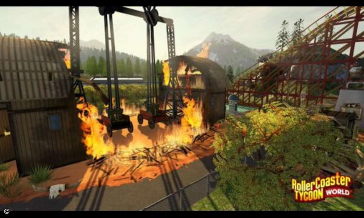 Bei der Wahl des Themas eines Parks kann man durchaus auch auf düstere Elemente mit Endzeit-Stimmung setzen... (Foto: Atari)