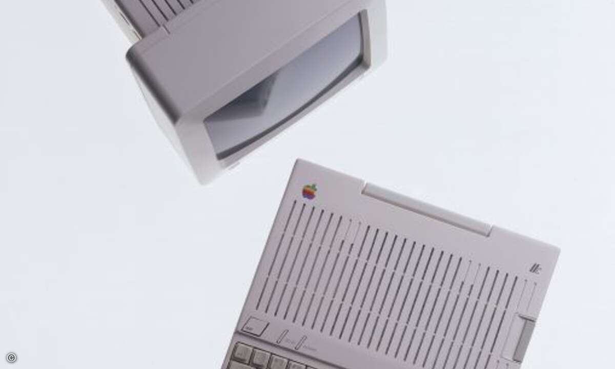 Dem Konzept des Apple 2c war die Verwandschaft zu seinen Vorgängern 1983 noch klar anzusehen (Foto: Hartmut Esslinger und frog team / Arnoldsche Art Publishers »Genial Einfach«)