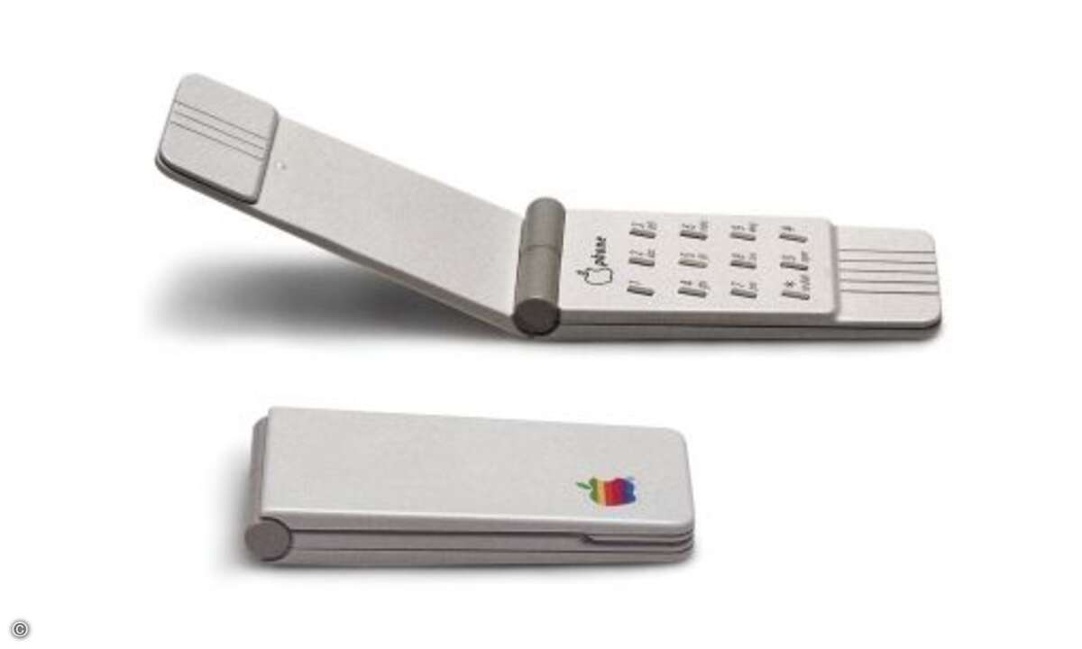 Schon früh (hier ein Entwurf für ein MacFlip aus dem Jahr 1983) gab es auch bei Apple Überlegungen, in den Markt für mobile Telekommunikation einzusteigen (Foto: Hartmut Esslinger und frog team / Arnoldsche Art Publishers »Genial Einfach«)