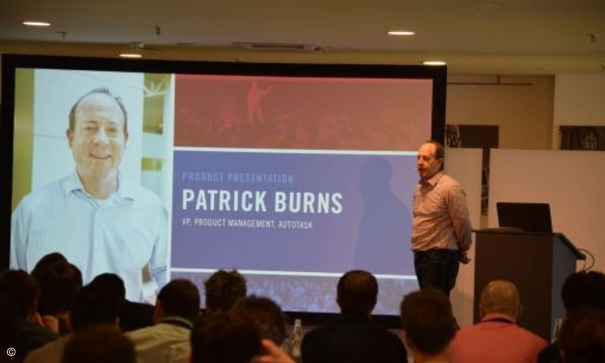 Die Roadmap von Autotask stellte Patrick Burns, Chef des Entwickler-Teams bei Autotask. Gute Ideen der Partner werden dabei mit berücksichtigt.