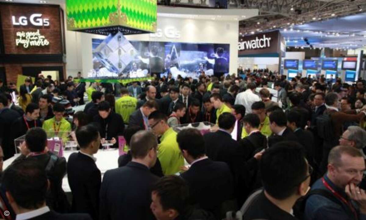 Reges Treiben herrschte auch am Stand von LG (Foto: GSMA)