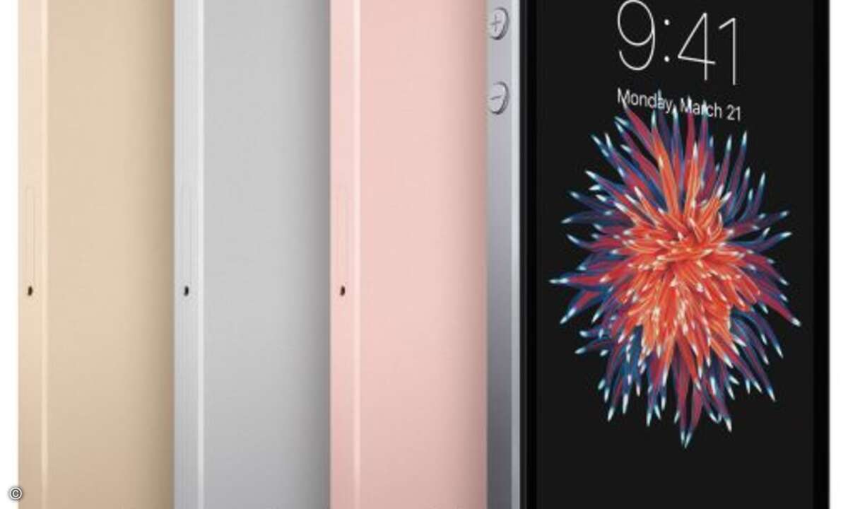 Die vier erhältlichen Farbvarianten des iPhone SE sind Gold, Rosegold, Silber und Spacegrau (Foto: Apple)