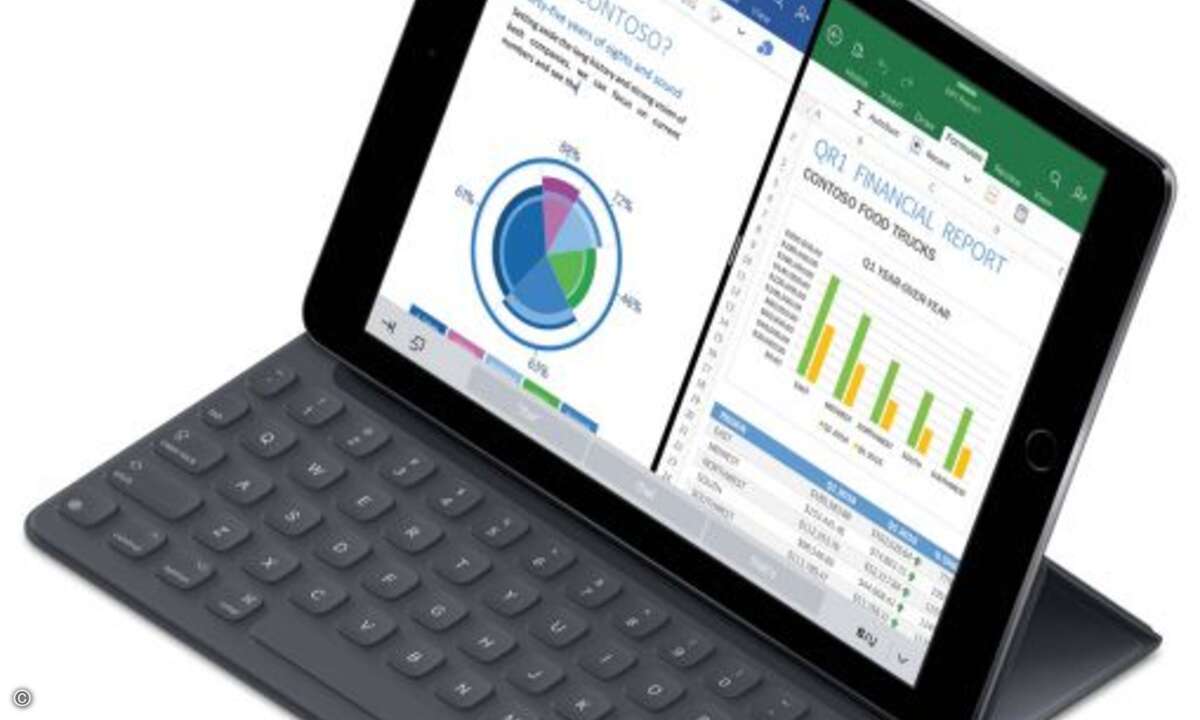 Wie auch der große Bruder kann das iPad Pro 9,7 Zoll mit einer optional erhältlichen Tastatur betrieben werden (Foto: Apple)