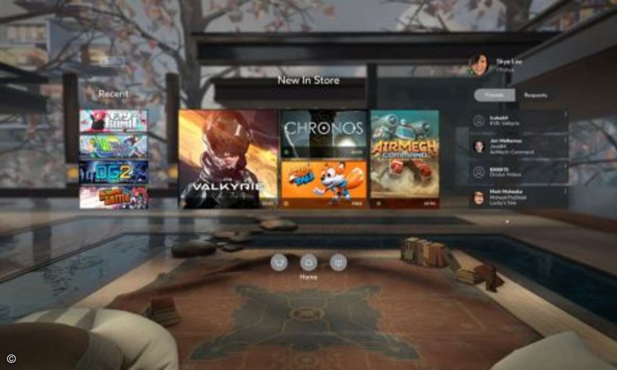 Nach dem Aufsetzen befindet man sich im »Wohnzimmer« beziehungsweise im Startmenü der Oculus Rift (Foto: Oculus VR)