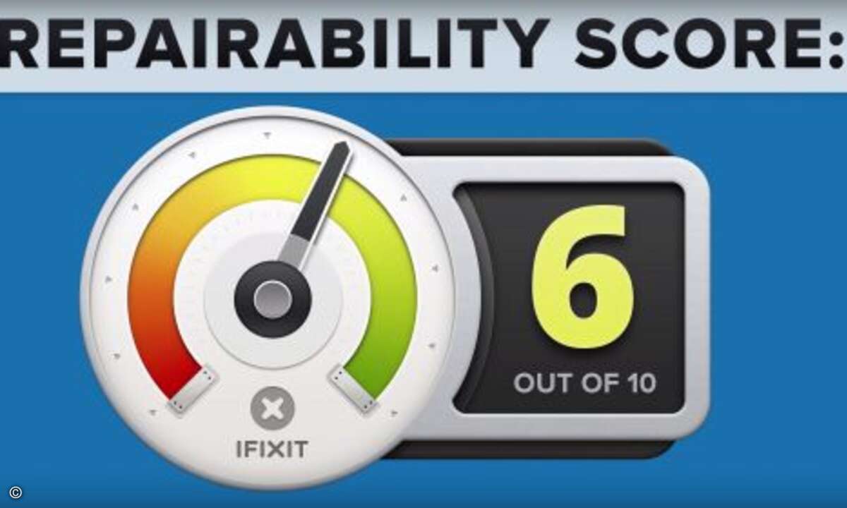 Bei der Reparaturwertung vergibt iFixit dem iPhone SE eine 6 von 10 und damit einen Punkt weniger als beim iPhone 6S (Foto: Screenshot iFixit Youtube)
