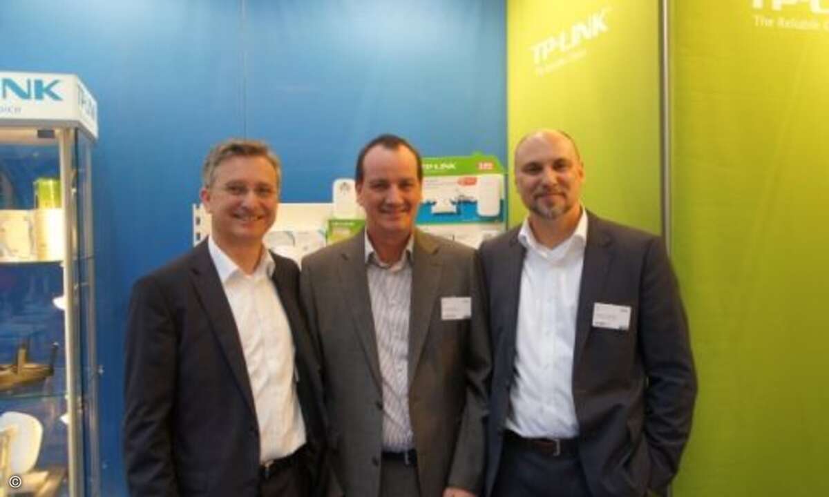 (v. links) Thomas Jell, Patrick Seuser und Marcus Knickmeier von TP-Link (Bild: CRN)