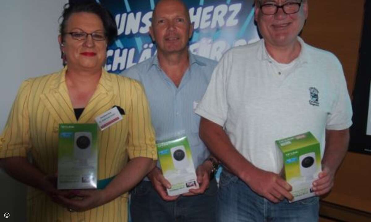 Die glücklichen Gewinner der Netzwerkkameras von TP-Link: Christine Roß (Dr. Detlef Roß BEVSH), Thomas Hornung (Hornung EDV) und Uwe Mönig (SSC-IT) (Foto: CRN)