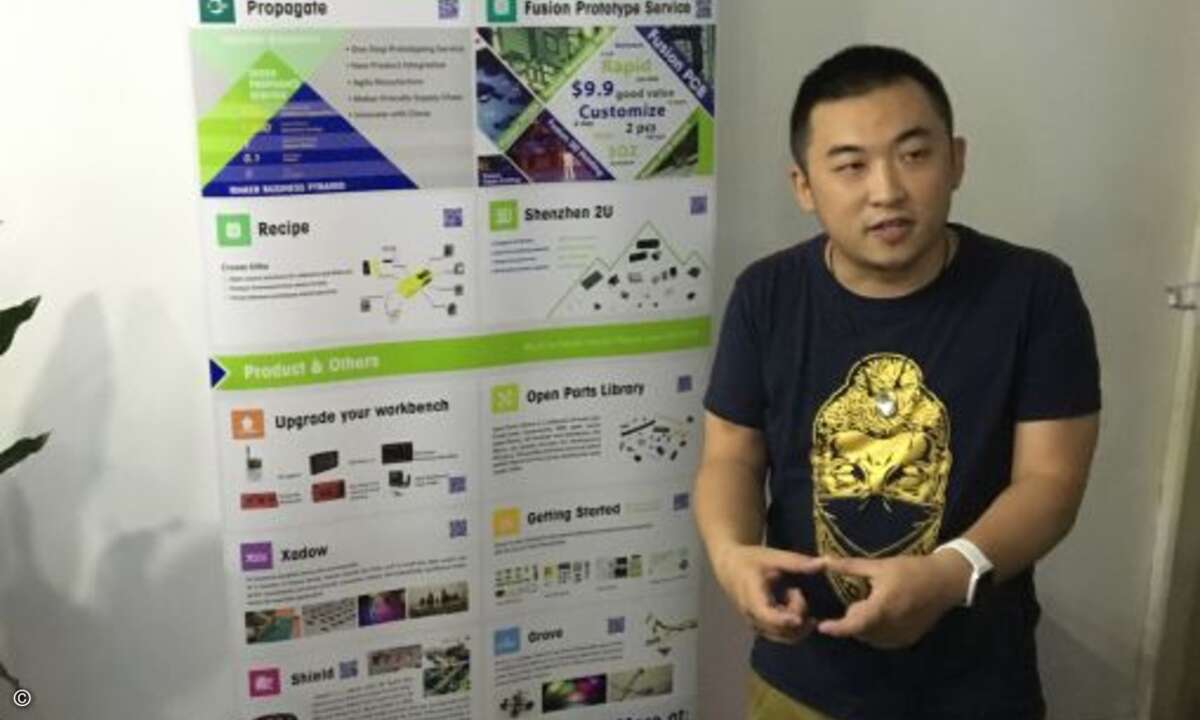Eric Pan CEO SEED stellt den Seeed Maker Space und das Ökosystem der Maker in Shenzhen vor