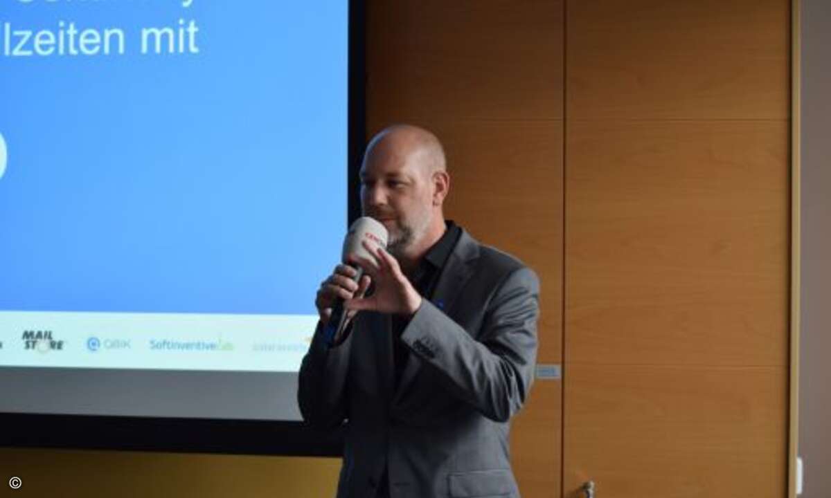 Marc Fischer (Ebertlang) stellte Wege und Lösungen zu intelligenter Business Continuity vor (Foto: CRN)