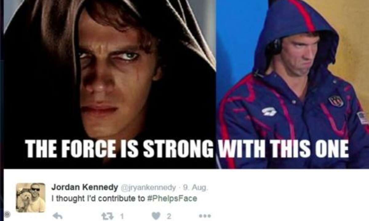 Andere sehen eine Verbindung von Michael Phelps zur dunklen Seite der Macht (Foto: Twitter)