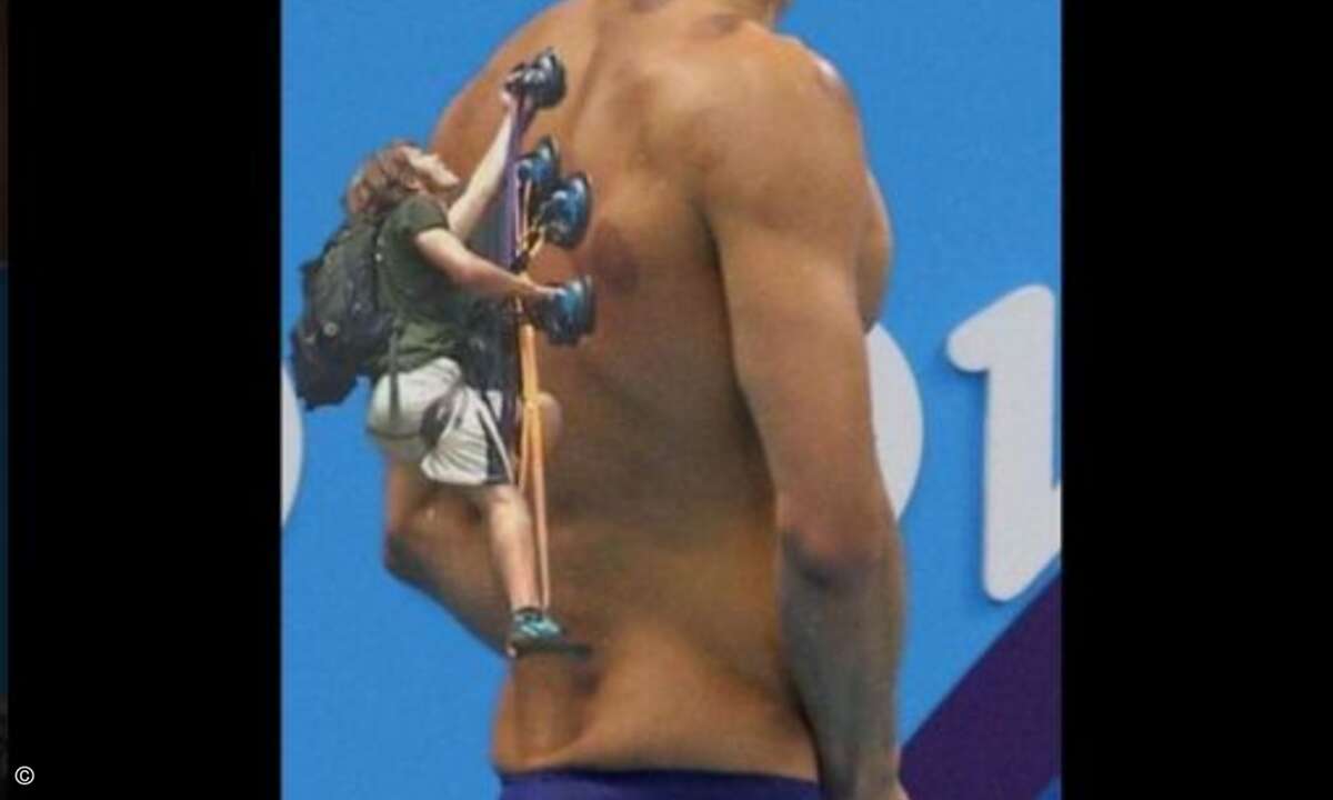 Auch die Flecken auf Phelps Körper haben nicht Schröpfen als Ursache (Foto: Twitter)