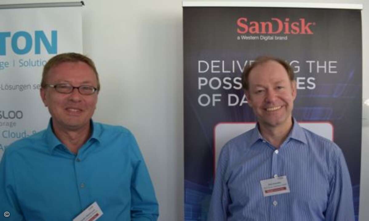 Alexander Hildebrandt (Boston Server und Storage) und Dirk Schneider (AEG) (v. li.) freuen sich auf den Solution Day. (Foto: CRN)