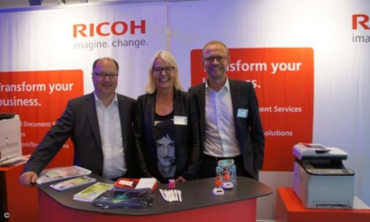 Das gut gelaunte Ricoh-Team: Ortwin Klinkenberg, Ulla Risch-Sauer und Christoph Heggemann (Bild: CRN)