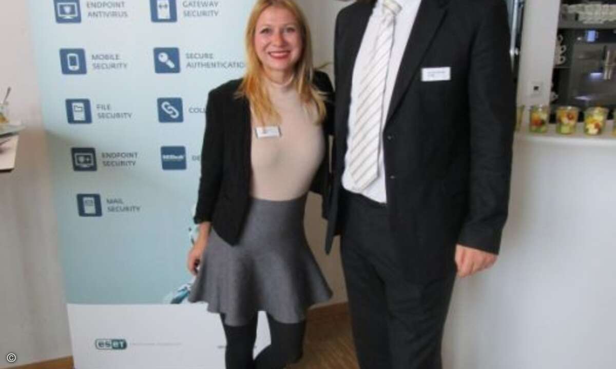Kurze Pause auch für Ildikó Bruhns und Matthias Malcher von Eset (Foto: CRN)