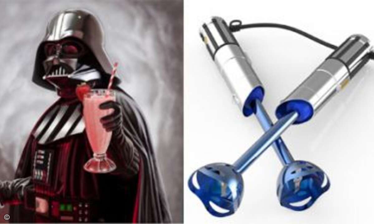 ...und anschließend mit dem passenden Laser-Pürierstab bearbeitet. Denn selbst Lord Vader braucht ab und an eine kleine gesunde Erfrischung (Foto: Pangea Brands)