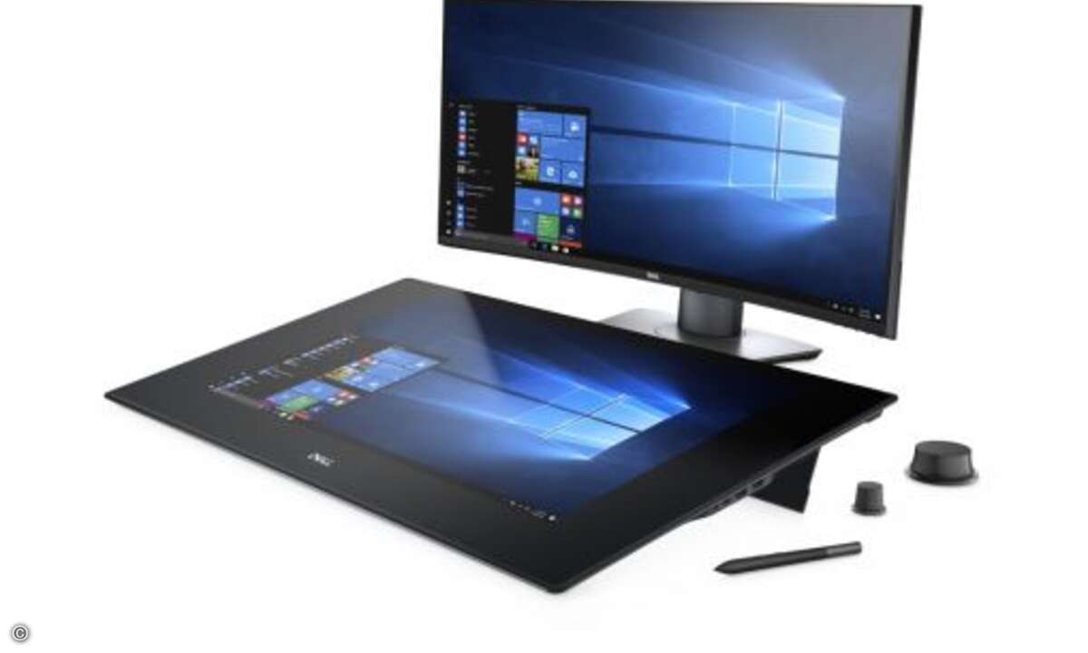 »Dell Canvas« ist eine neuartige horizontale digitale Arbeitsfläche, die sich mittels Touch, einem sogenannten »Totem« und Stift bedienen lässt. (Bild: Dell)