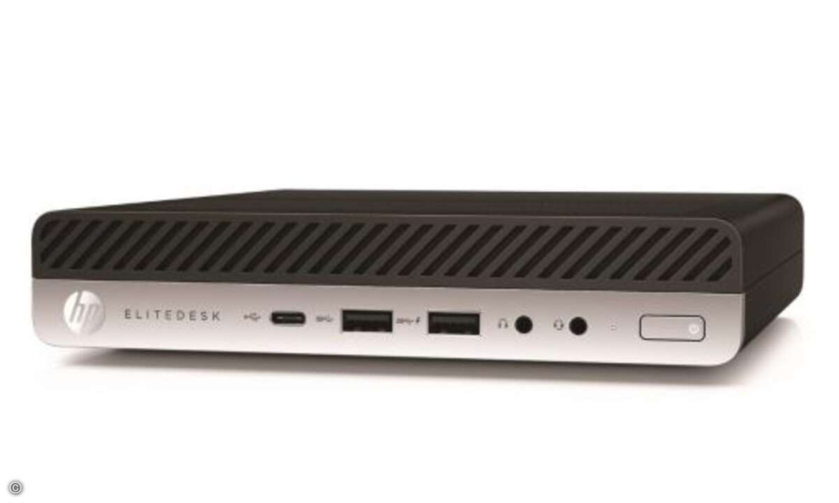 Der »HP EliteDesk 800 G3 65W«-Desktop-Mini« braucht wenig Platz auf dem Schreibtisch (Bild: HP)