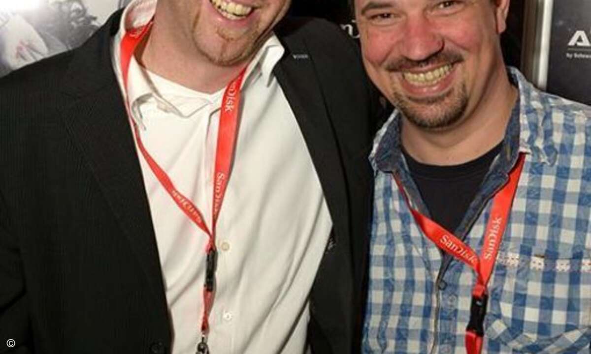 Florian Fliegel (Tarox) mit Nils Seiler (Epic Gear) (Foto: SanDisk)