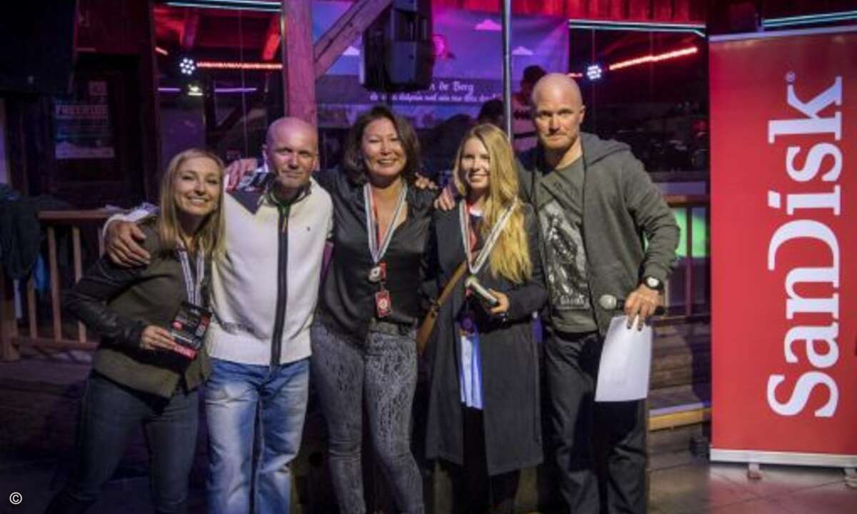 Die drei besten Skifahrerinnen im Channel: Malina Colombo (CRN), Miriam Franke (SanDisk) und Christina Rottmair (F&H) (Foto: Marcel Lämmerhirt / SanDisk)