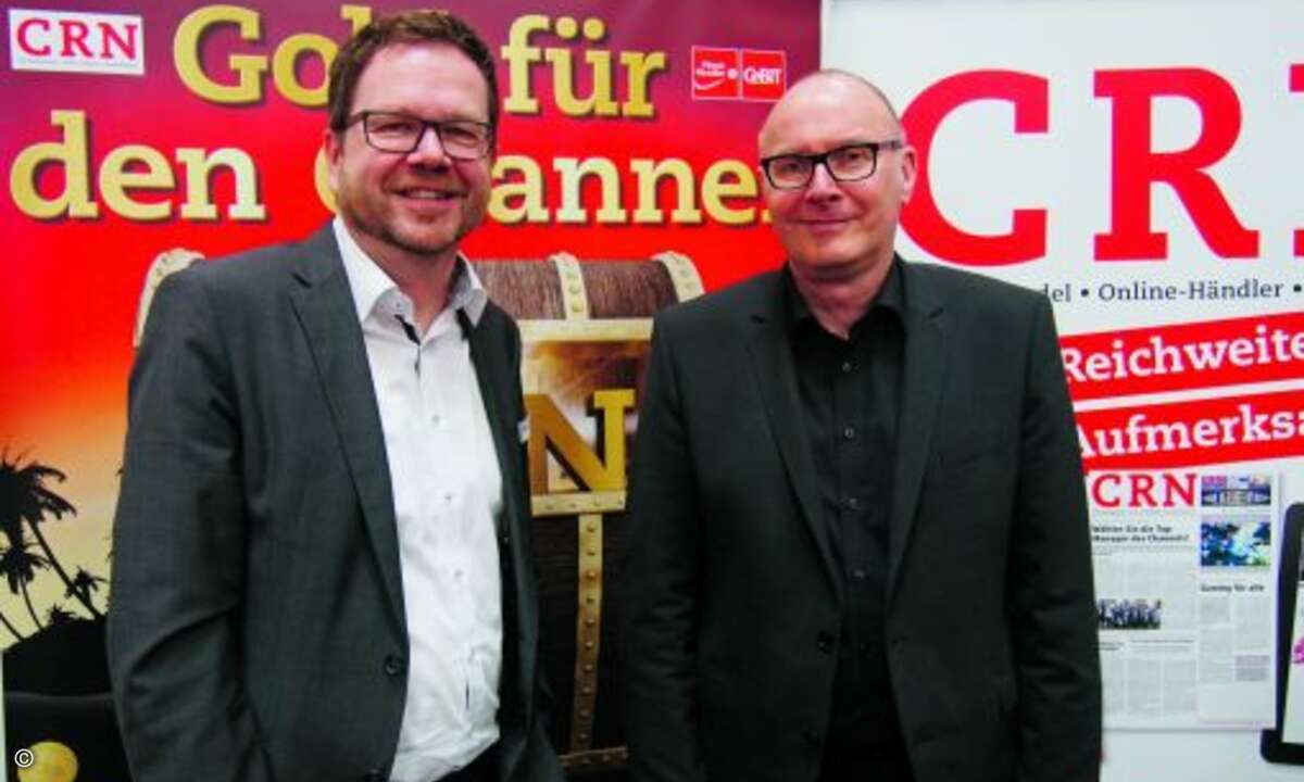 utz Hardge von AOC/MMD (li.) und Peter Link von United Communications (Bild: CRN)