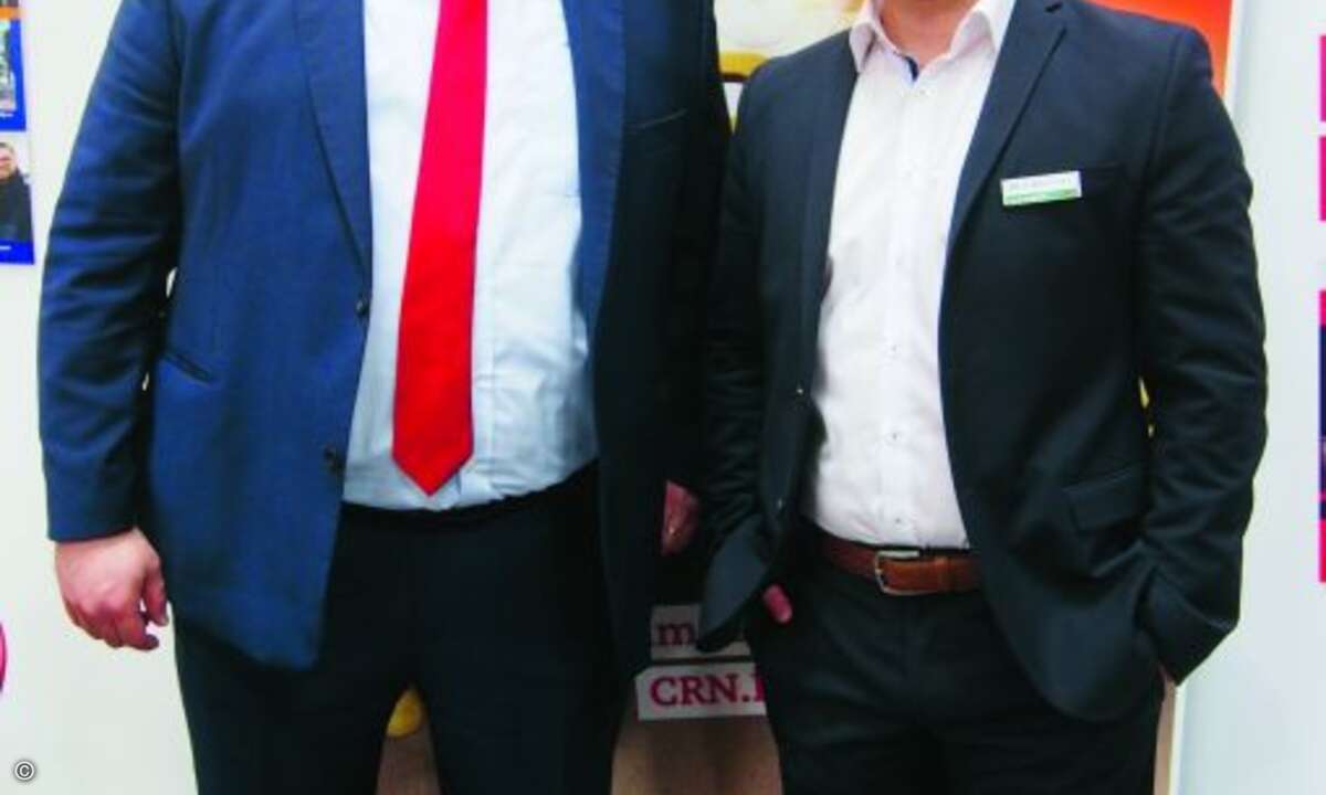 Lars Bube von CRN begrüßte Gerd Jaworski von Intos wieder als Gast im »CRN Club« (Bild: CRN)