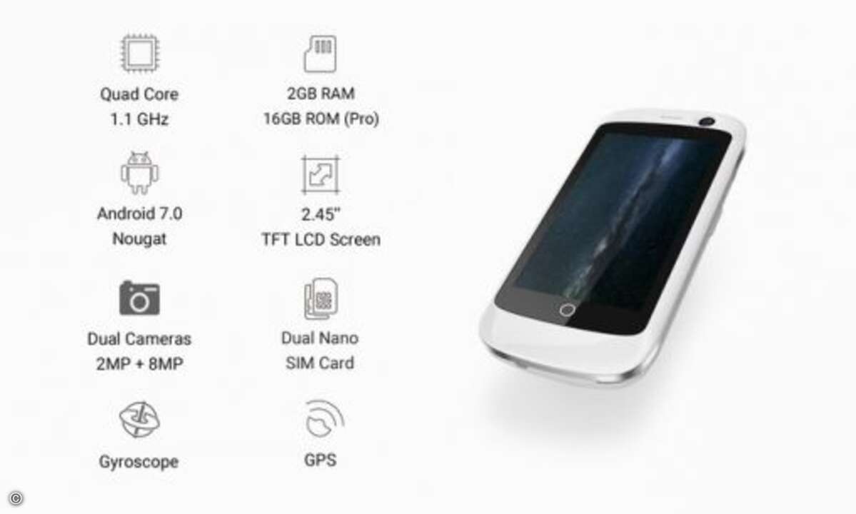 Neben einem Vierkern-Prozessor gehören zur Ausstattung... (Foto: Unihertz / Kickstarter)