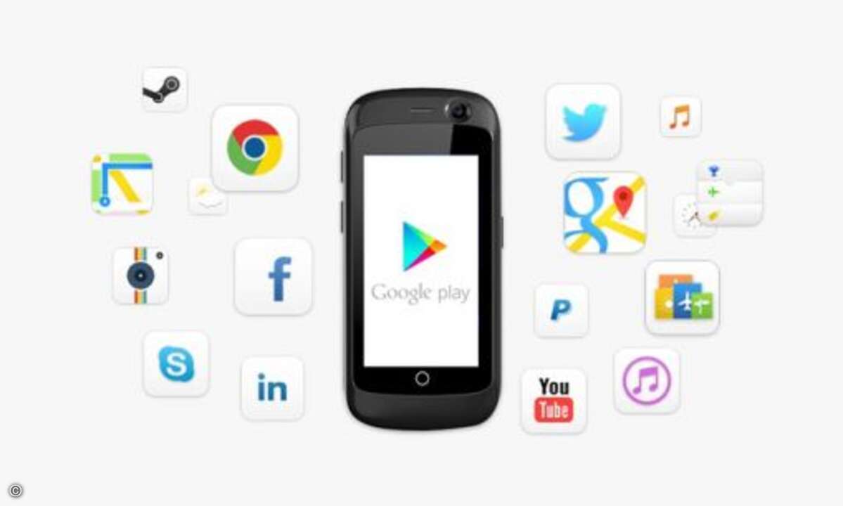 Als Betriebssystem kommt das aktuelle Android 7, Apps können ganz normal aus dem Play Store geladen werden (Foto: Unihertz / Kickstarter)