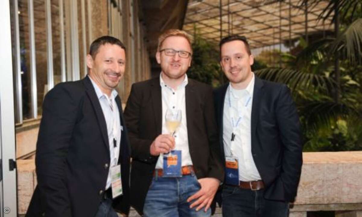 Gute Laune auch bei Enrico Baum (ito Consult), Alexander Scholz (PC Scholz) und Mario Techel (Cobotec) (Foto: Sophos)