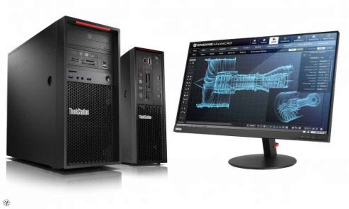 »Lenovo Thinkstation P320« mit Monitor (Bild: Lenovo)