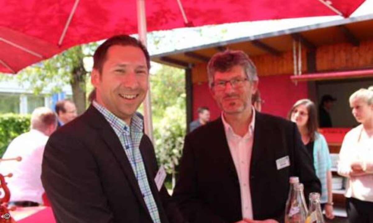 Marko Gatzemeier (C4B) mit Markus Kien (funkschau) (Bild: CRN)