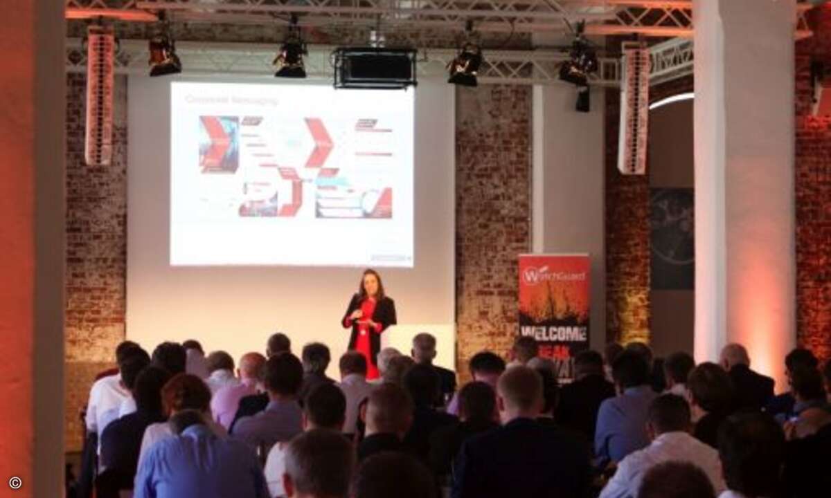 Marketing-Chefin Michelle Welch bei ihrem Vortrag (Foto: Watchguard)