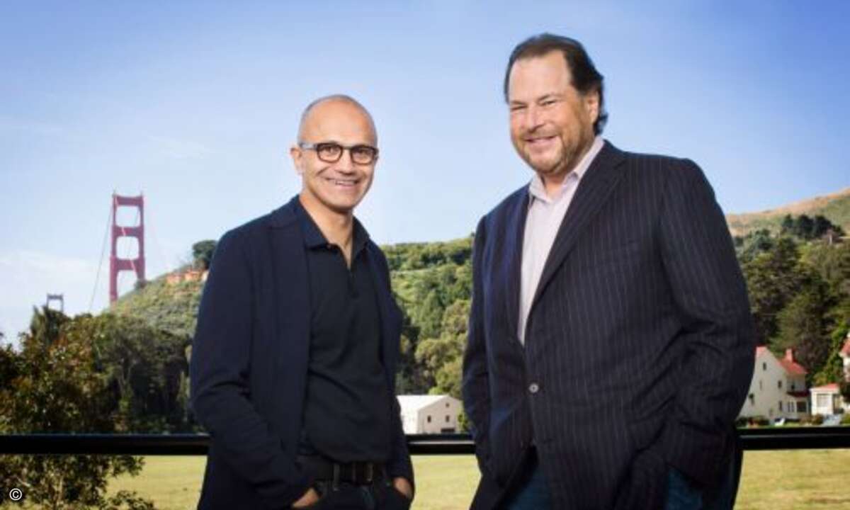 Platz 32 (192): Marc Benioff von Salesforce.com musste mit 13.170.047 Dollar einen deutlichen Rückgang (-60 Proent) hinnehmen - deutlich weniger als sein Geschäftspartner Satya Nadella von Microsoft. (Foto: Microsoft)