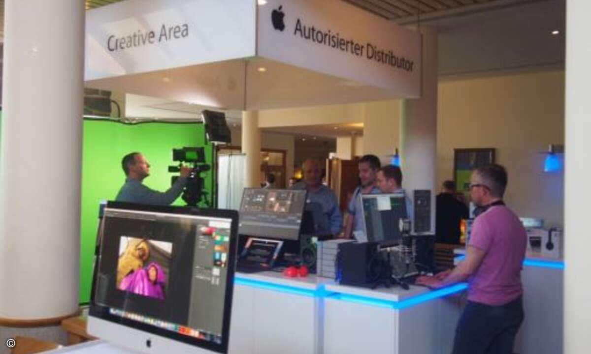 Selbstverständlich war auch Apple mit mehreren Ständen auf der Messe des Distributors Comline mit von der Partie (Bild:CRN)