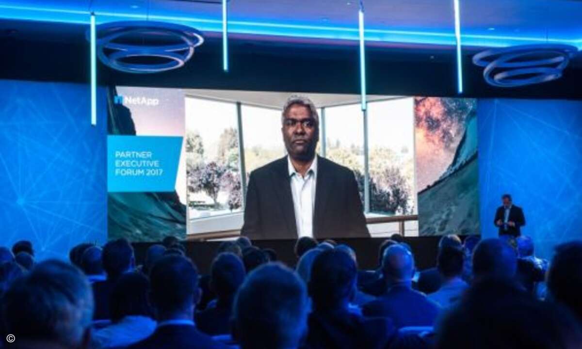 CEO George Kurian konnte leider nicht dabei sein, richtete sich jedoch per Videobotschaft an die NetApp-Partner (Foto: NetApp)
