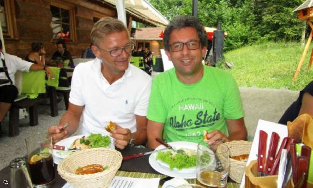 Bayrische Urgesteine: Michael Christlmaier (li.) und Christian Schmid von ECOM brauchen auch dringend eine Stärkung (Bild: CRN)