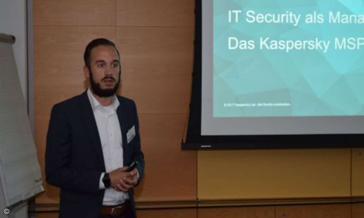 Tobias Neugebauer stellte das aktuelle Kaspersky-Portfolio für MSPs vor (Foto: CRN)