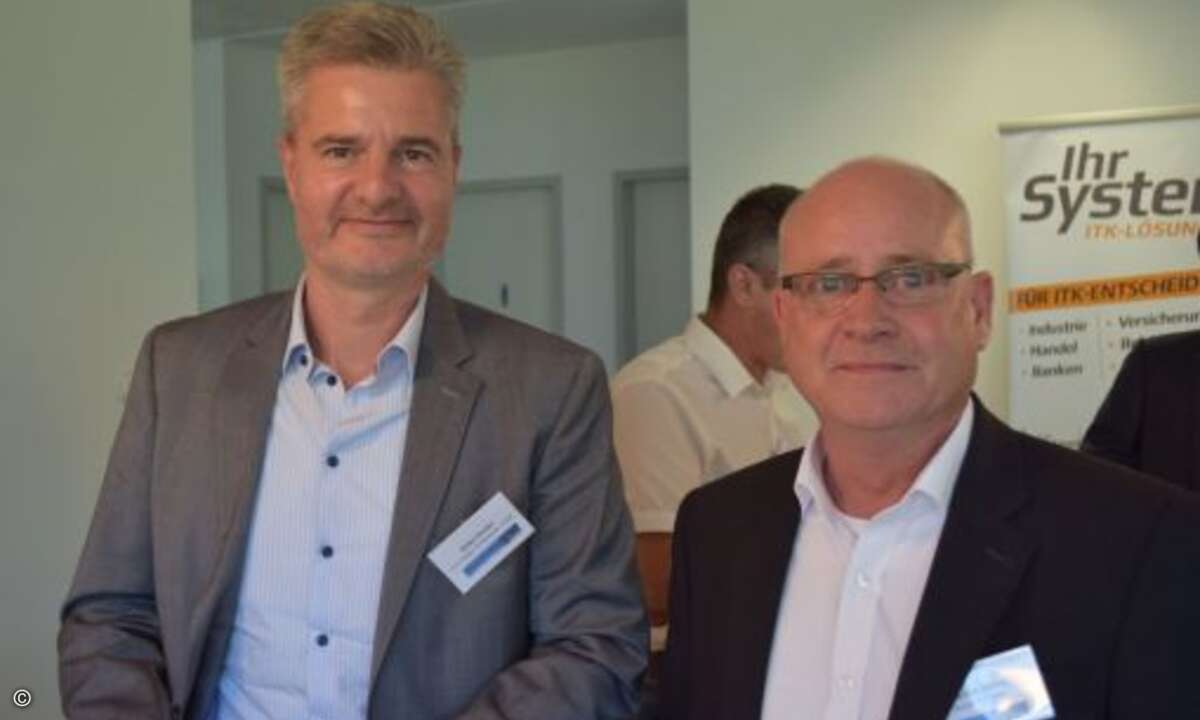 Heiko Fischer (G+F Verlags & Beratung GmbH) und Joachim Helwig von Merkl IT (Foto: CRN)