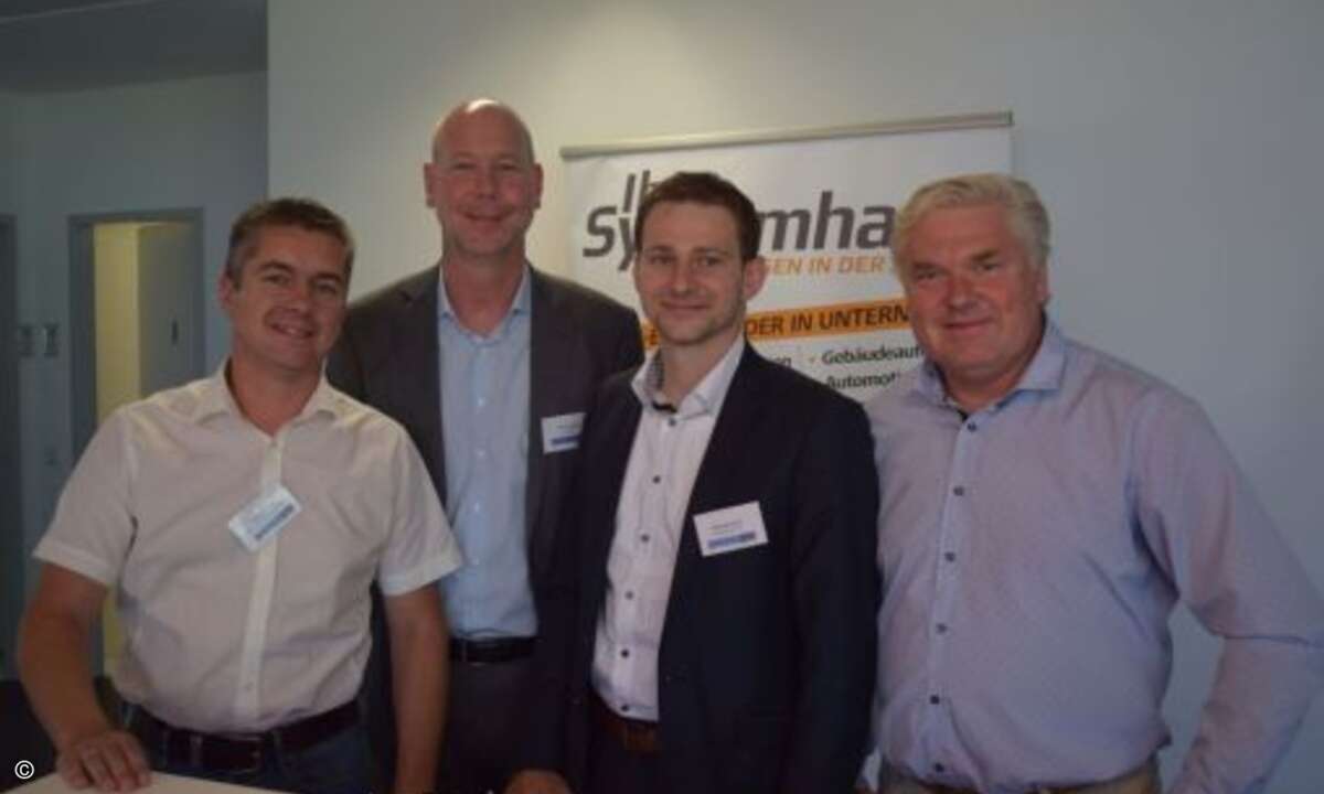 Martin Peball (NET Solutions & EDV Service), Marc Fischer (Ebertlang), Michael Zitzler (MR-Datentechnik) und Martin Fryba (Foto: CRN)