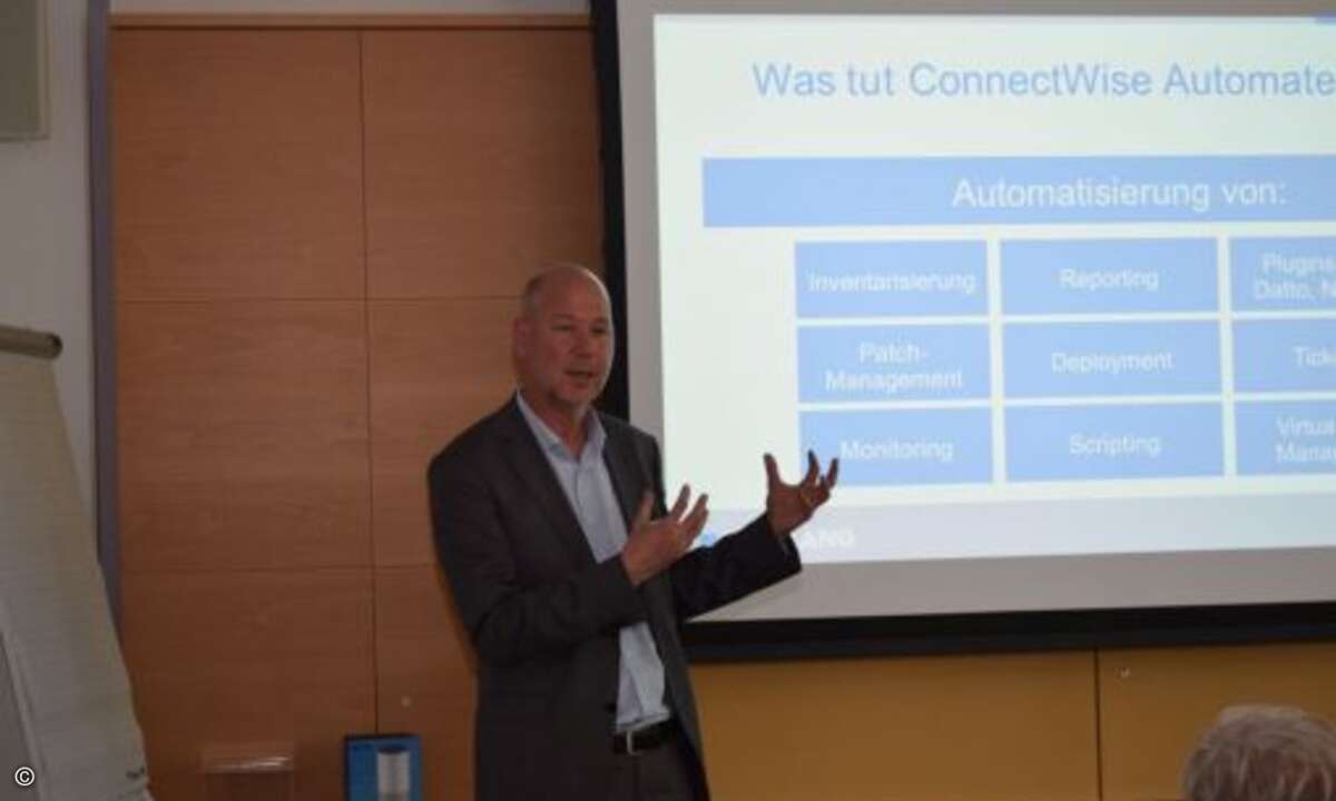 Marc Fischer von Ebertlang stellte ConnectWise Automate vor (Foto: CRN)