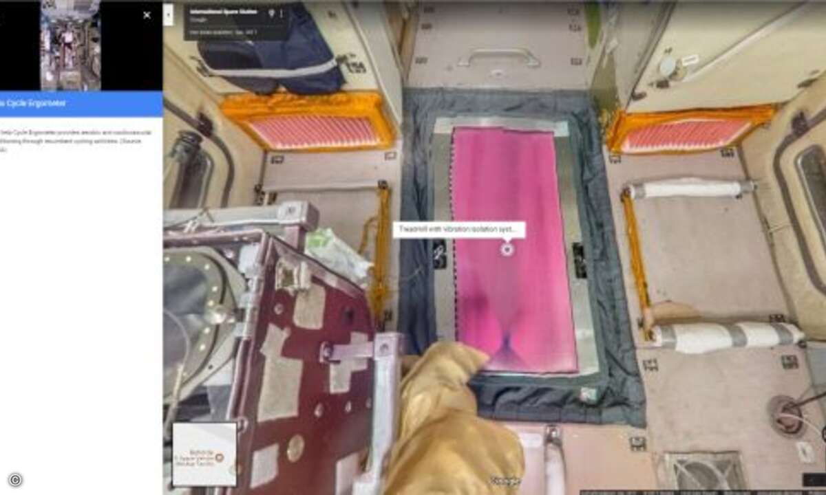 Alternativ können sich die Bewohner der ISS auf dem Laufband fit halten und Experimente durchführen (Foto: Screenshot Google Street View)