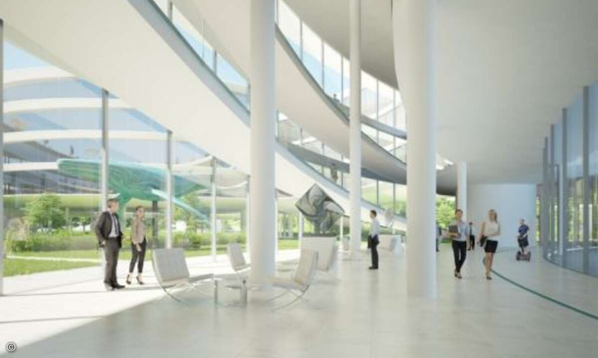 Mit ihren großen Glasfronten sollen die Gebäude viel Tageslicht hereinlassen