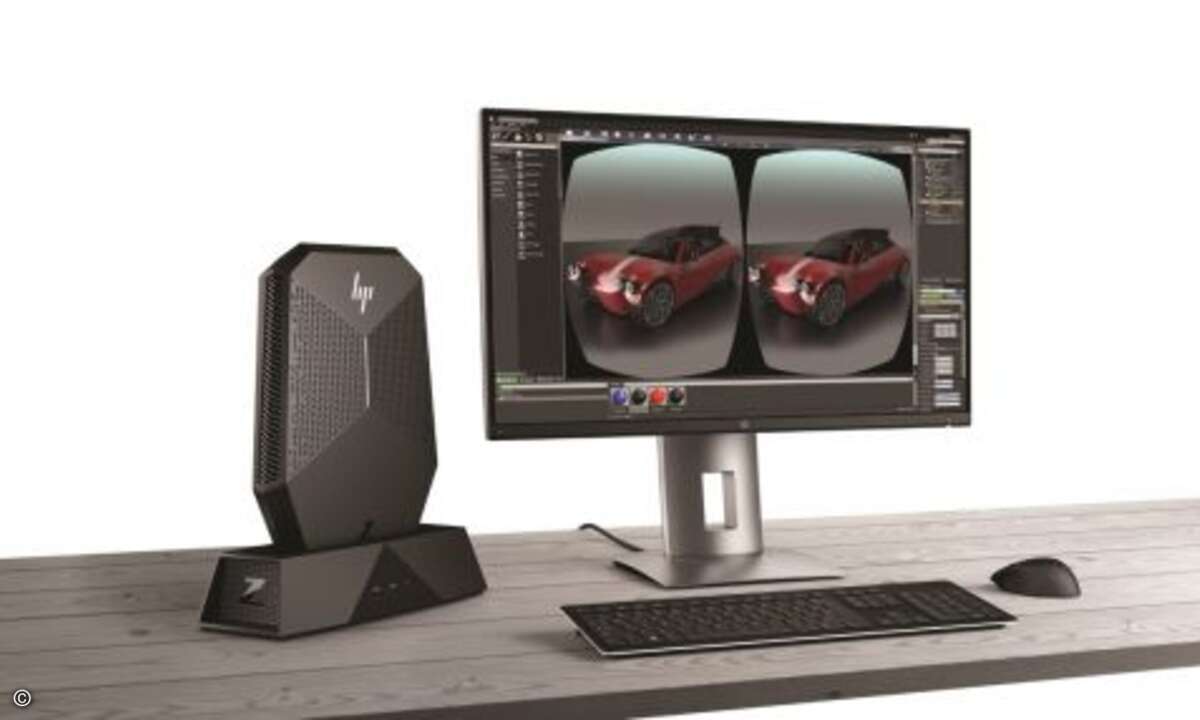 Der »Omen X by HP Compact Desktop« lässt sich als Desktop-PC, aber auch als Backpack für VR-Games einsetzen (Bild: HP)
