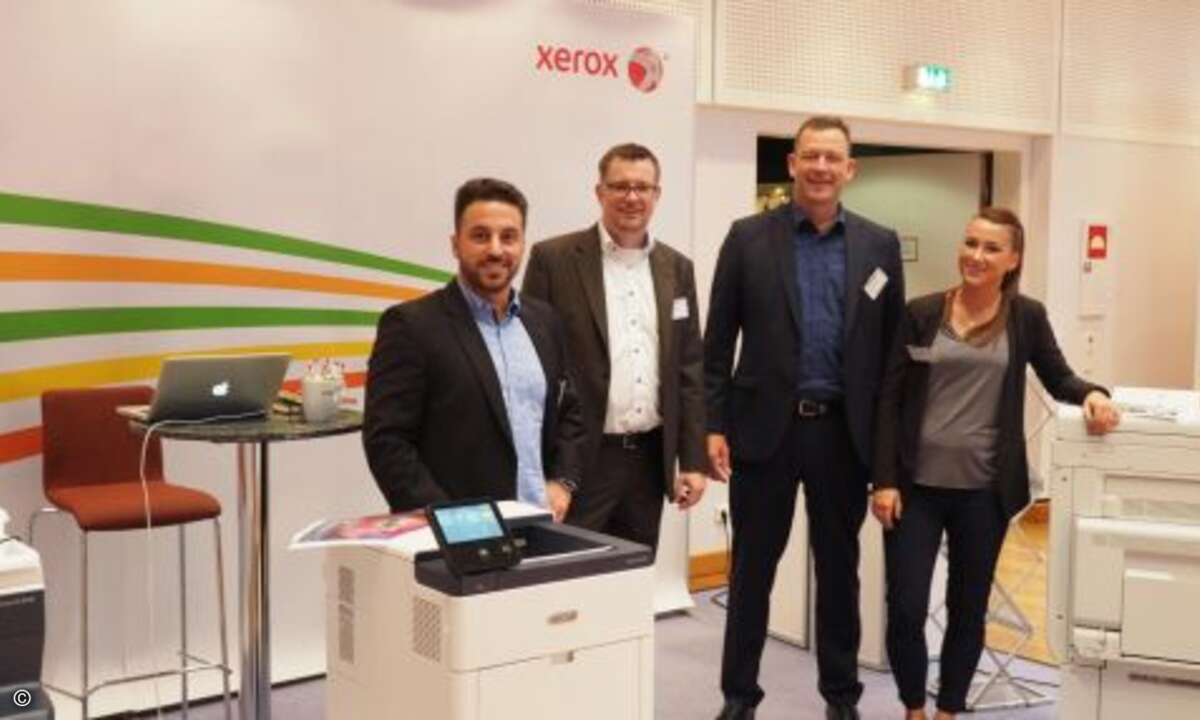 Selbstverständlich war auch Xerox mit seiner Mannschaft vor Ort; Hasan Afyon, Andreas Dahms, Matthias Hilbert und Aneta Blasko (Foto: CRN)