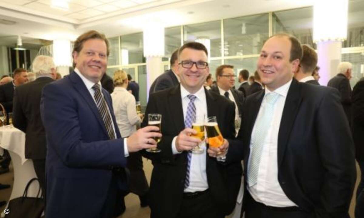 Dort wurde auf eine erfolgreiche Messe angestoßen (Foto: NürnbergMesse / Thomas Geiger)