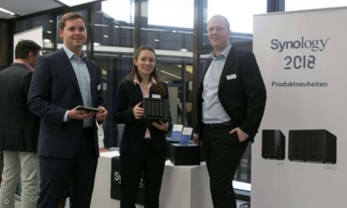 Das Produktmanagement-Team von Synology: Christopher Hellpap, Yvonne Müller und Sebastian Mraczny (Foto: Robert Freund / Synology)